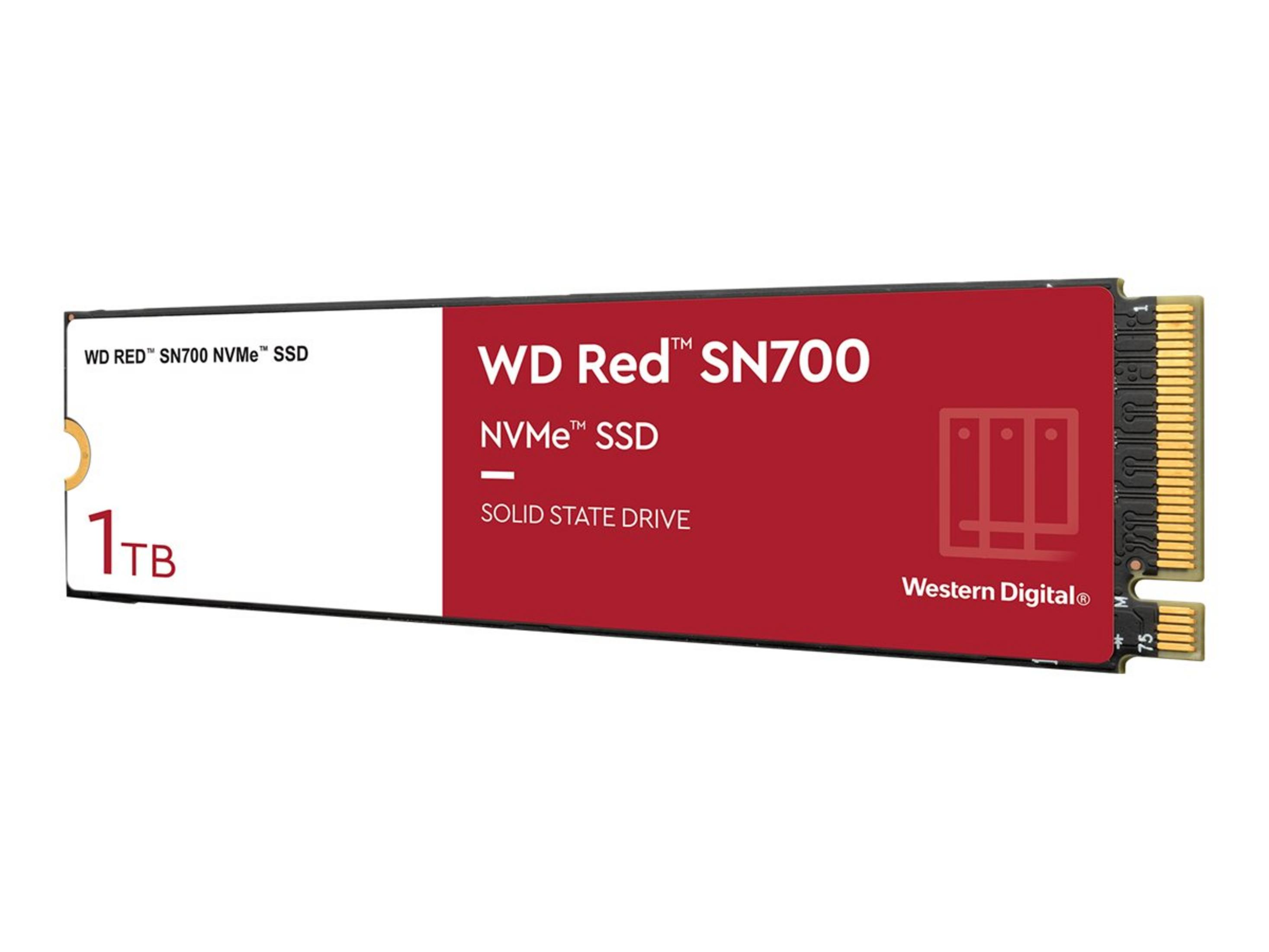 Czerwony i biały dysk SSD z tekstem: WD Red SN700, 1TB. Dysk półprzewodnikowy.