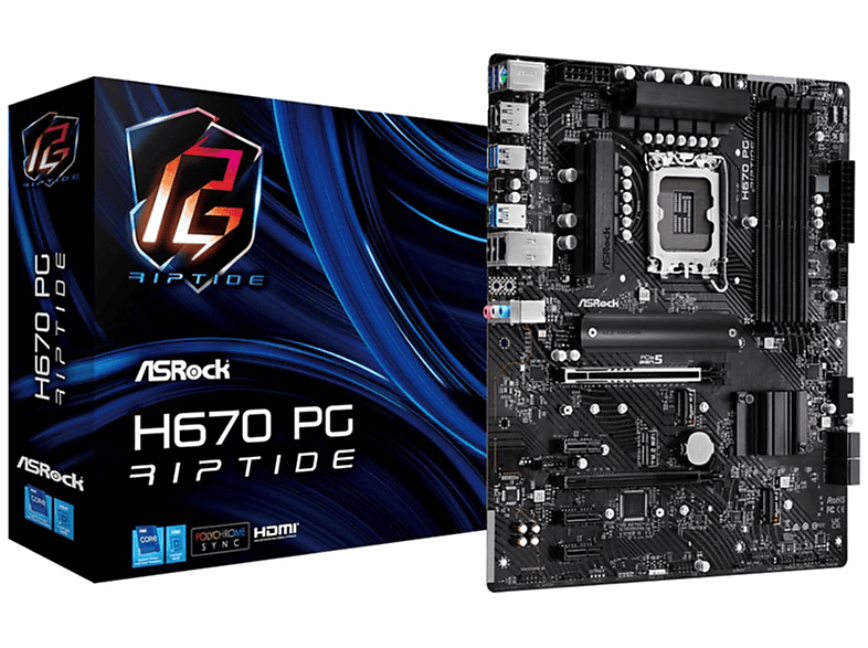 ASROCK H670 PG Riptide Mainboards schwarz; silber