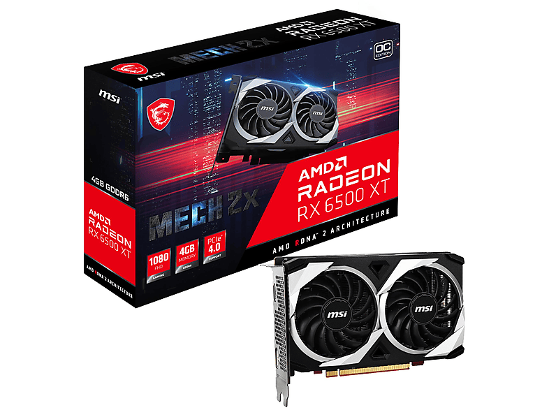 Tarjeta gráfica - MSI MSI RADEON RX 6500 XT MECH 2X 4G OC tarjeta gráfica AMD 4 GB GDDR6