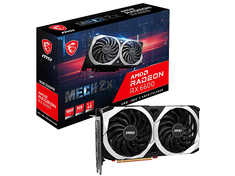 Tarjeta gráfica - MSI MSI RX 6600 MECH 2X 8G tarjeta gráfica AMD Radeon RX 6600 8 GB GDDR6