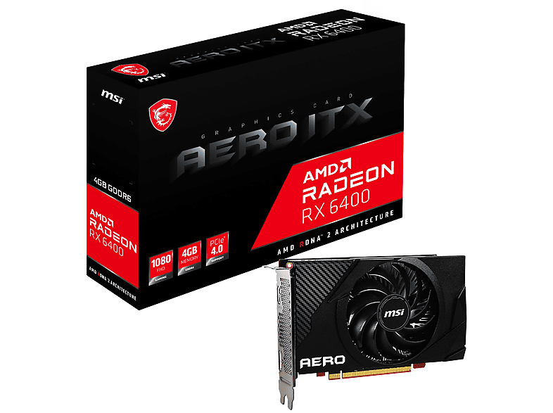 Tarjeta gráfica - MSI MSI Radeon RX 6400 AERO ITX 4G AMD 4 GB GDDR6