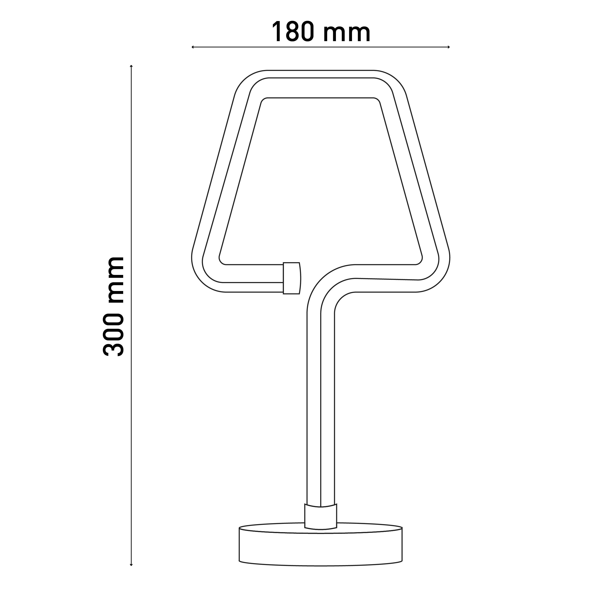 Strichzeichnung einer Lampe. Sie hat einen Fuß und einen Lampenschirm.