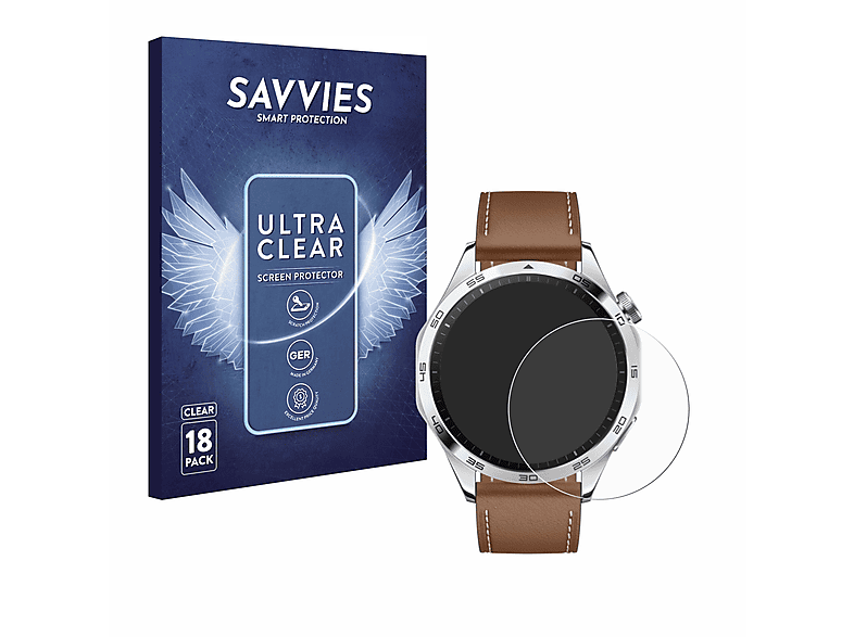 SAVVIES 18x klare Schutzfolie(für Huawei Watch GT 4 (46mm))