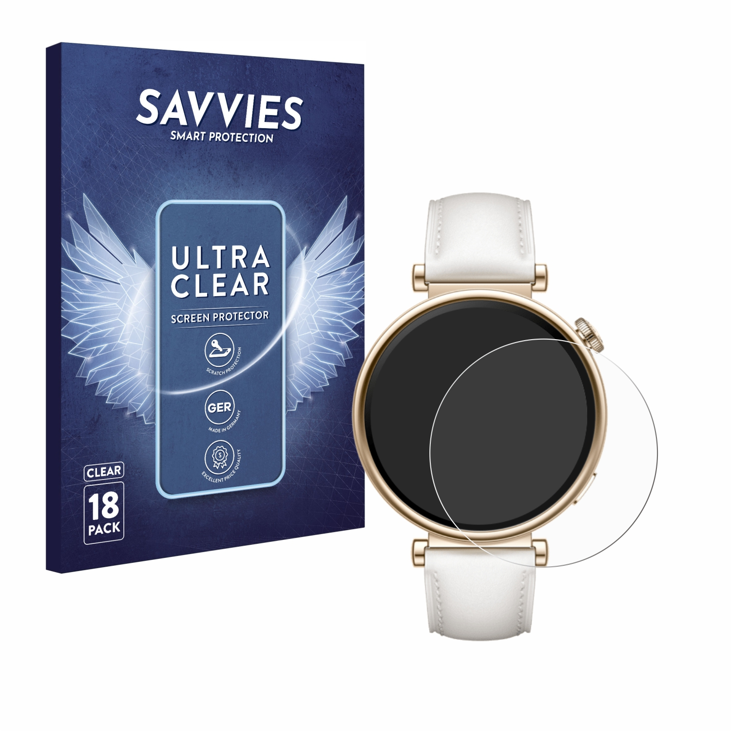 SAVVIES 18x Schutzfolie(für 4 (41mm)) Huawei Watch GT klare