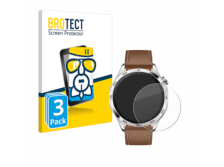 BROTECT 3x Schutzglas Panzer Folie Glas klar Schutzfolie (für Huawei Watch GT 4 (46mm))