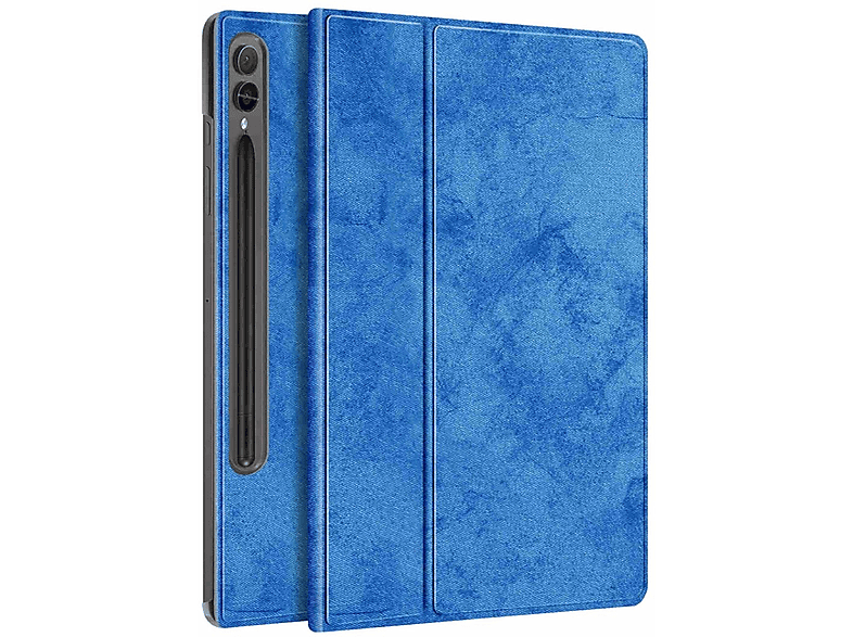 Rotation aufstellbare Tablethülle / Samsung 360 Cover Kunststoff Blau Tasche für / Full WIGENTO Silikon Design Grad Kunstleder,