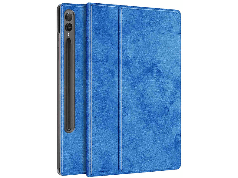 für Grad Kunstleder, / Design WIGENTO Rotation Samsung Tablethülle Silikon 360 aufstellbare Tasche Full Kunststoff Cover / Blau