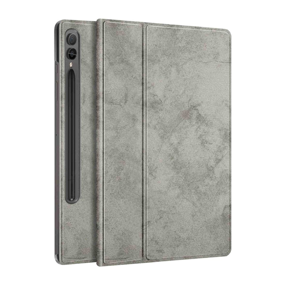 Kunstleder, Tasche Design Kunststoff Grau Tablethülle 360 / für Full aufstellbare Cover Rotation WIGENTO Samsung / Silikon Grad