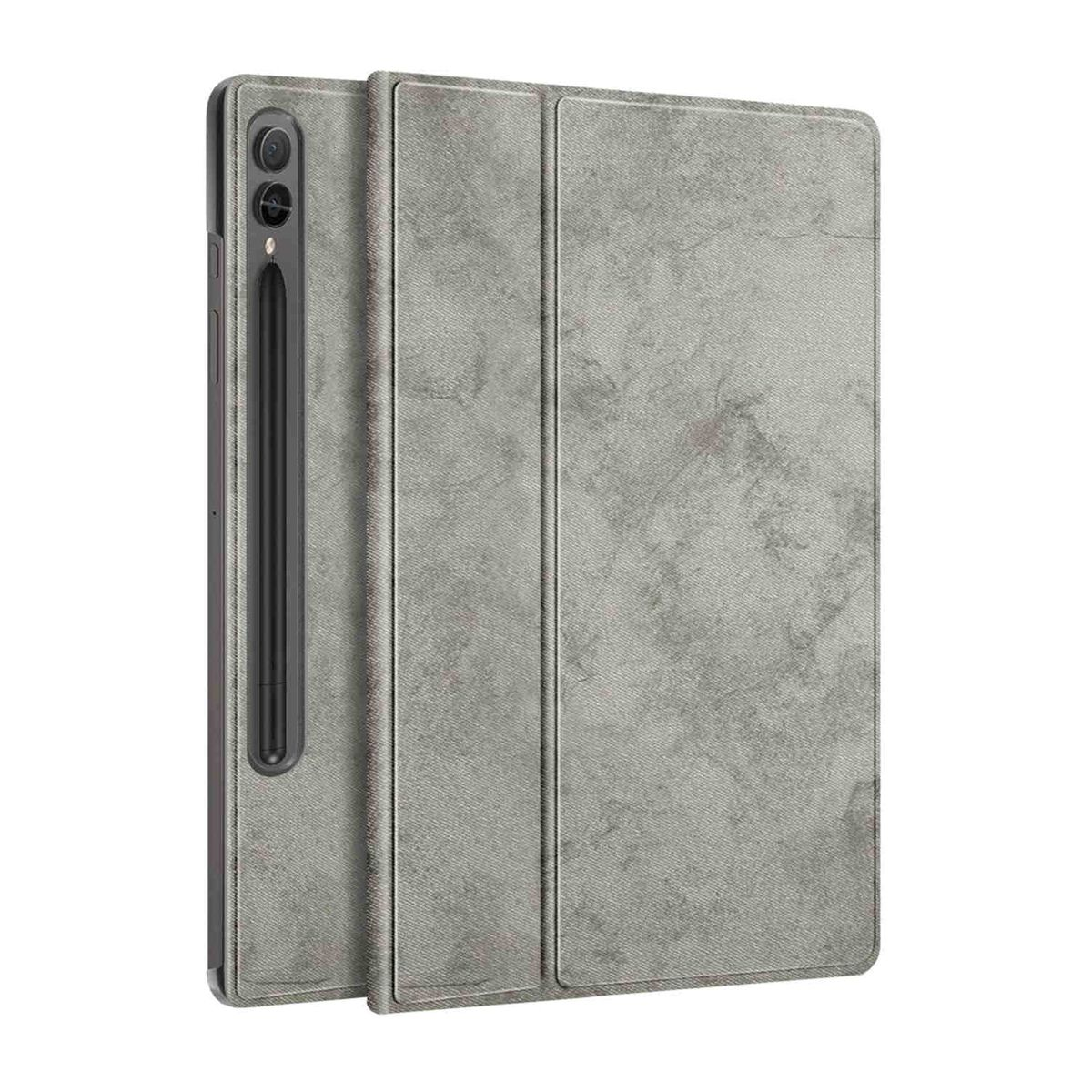 WIGENTO 360 Grad für / Samsung Grau aufstellbare Cover Silikon Full Rotation Design Tablethülle Kunststoff Kunstleder, Tasche 