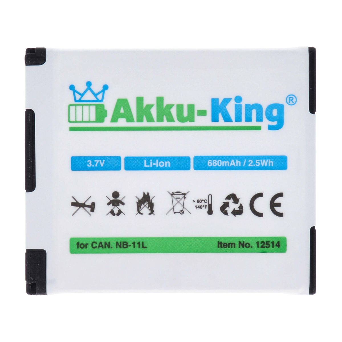 Akku Kamera-Akku, NB-11L AKKU-KING Li-Ion Volt, 3.7 680mAh mit kompatibel Canon