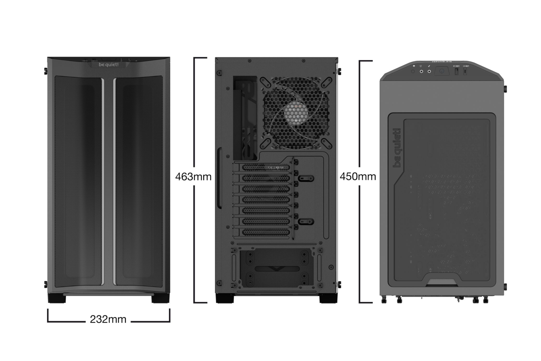 PC schwarz Base 500DX QUIET! Pure Gehäuse, BE