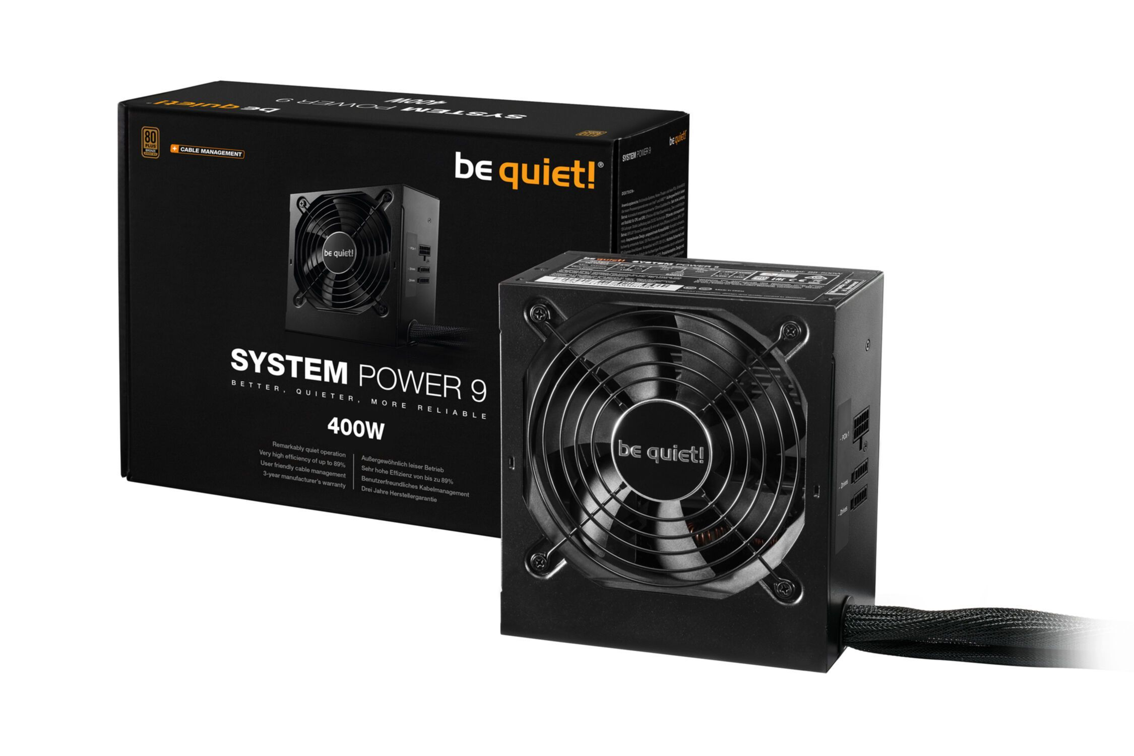 BE QUIET! System PC 400W Power 9 CM , Watt 400 Netzteil