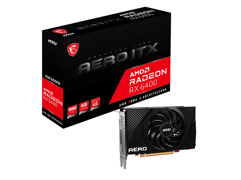 MSI Radeon RX 6400 AERO ITX 4G (AMD, Grafikkarte)