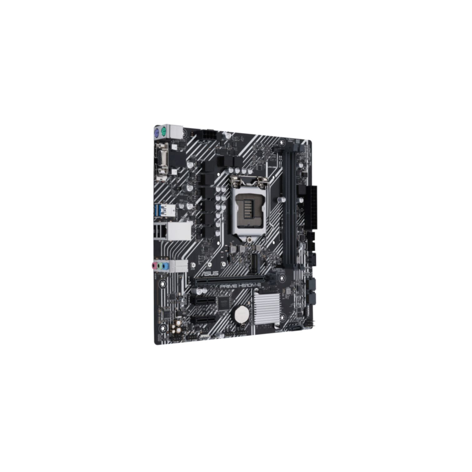 Computer-Motherboard mit verschiedenen Komponenten und Anschlüssen.