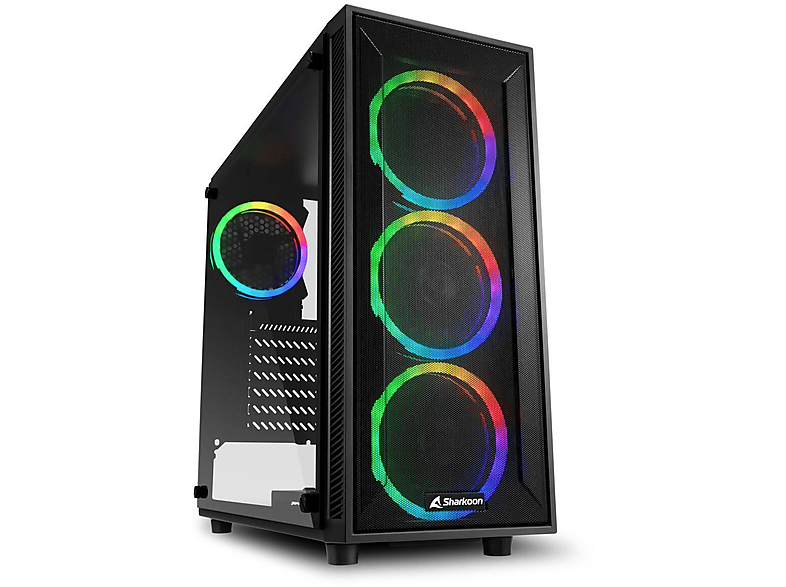 SHARKOON TG4M RGB PC Gehäuse, schwarz | PC Gehäuse