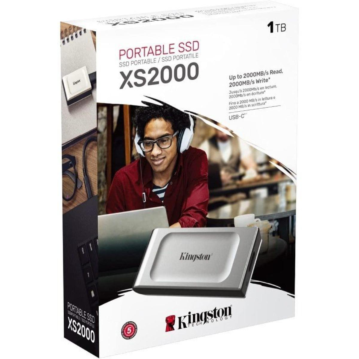 KINGSTON SXS2000/2000G XS2000 PORTABLE, 2TB SSD TB 2 SSD, extern, Silber