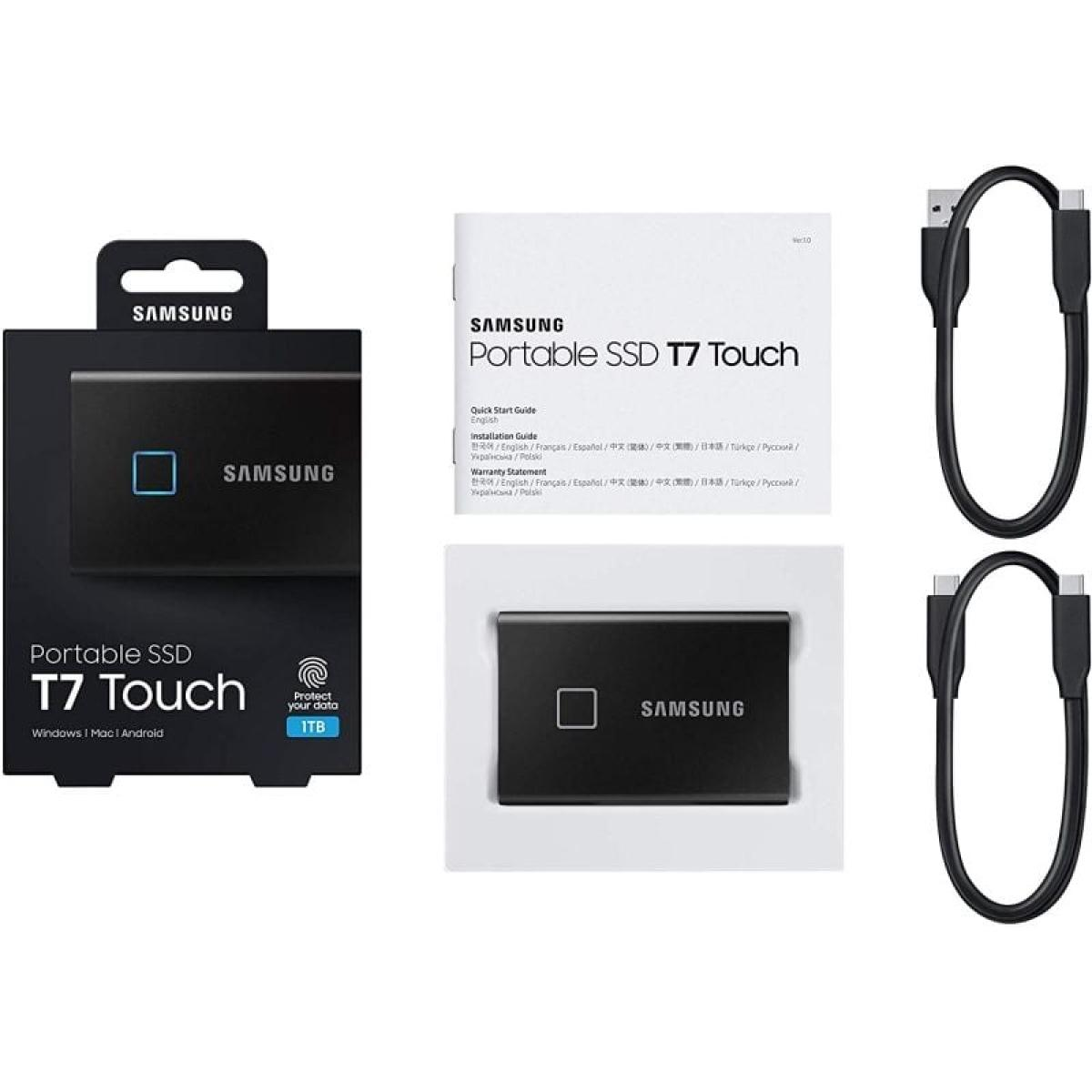 SAMSUNG 1TB T7 TOUCH MU-PC1T0K/WW Schwarz SSD TB SSD, PORT. 1 extern, BLACK,