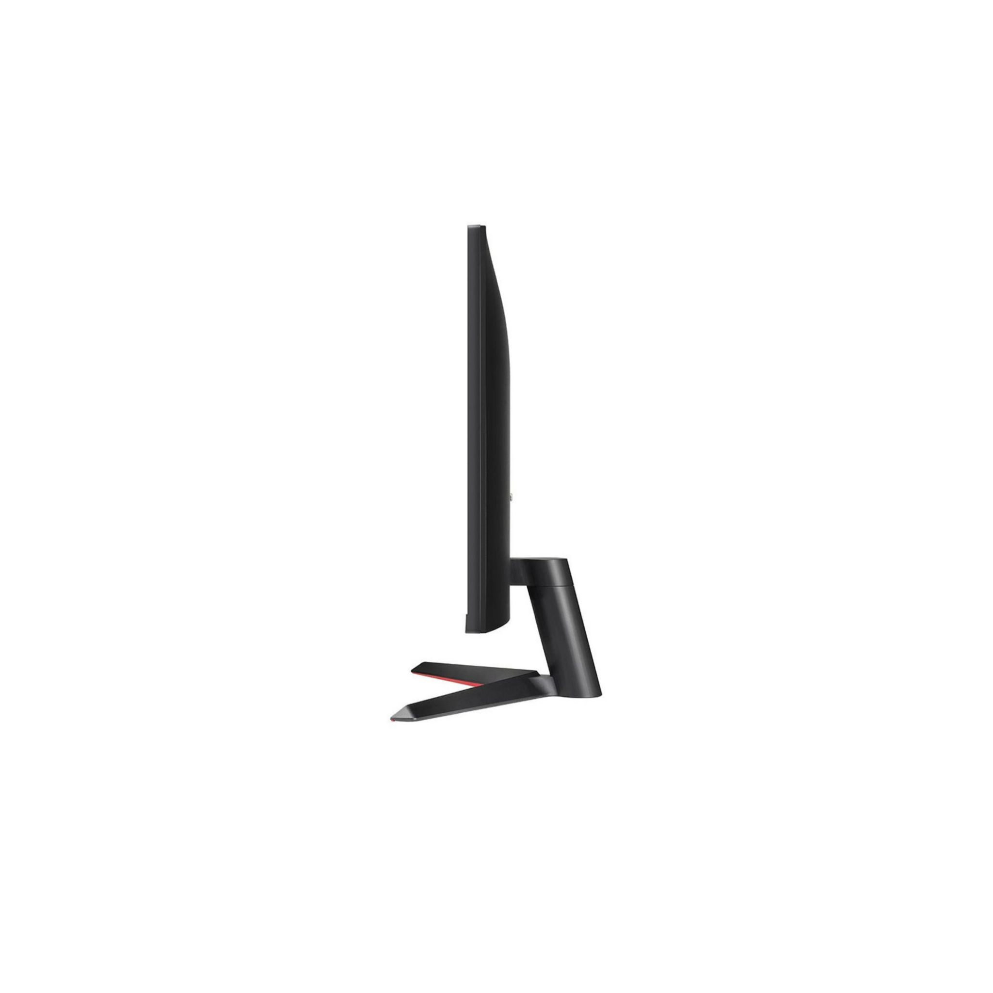 Monitor LG nero di lato, che mostra un design sottile.