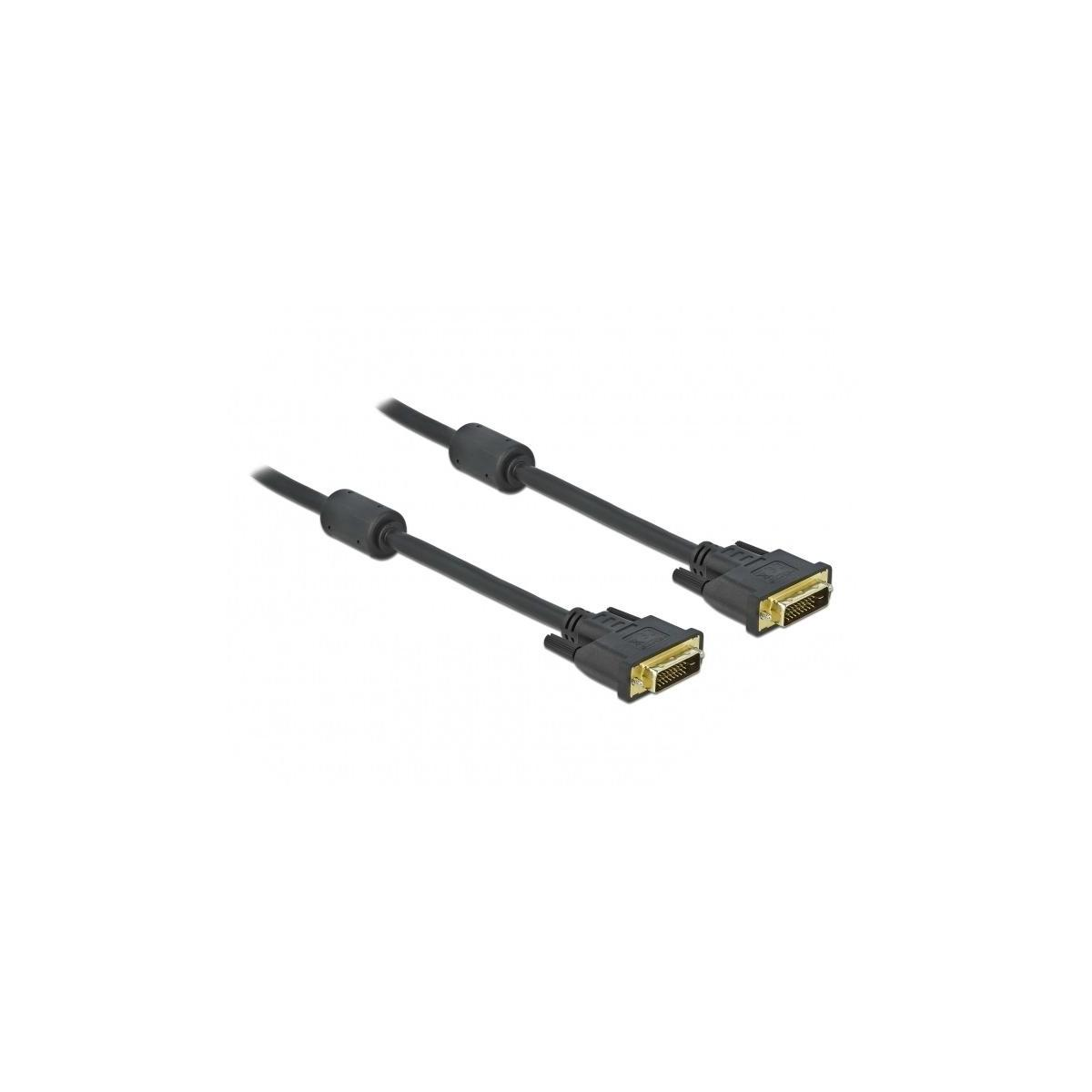 Twee zwarte DVI-kabels met connectoren op een witte achtergrond.