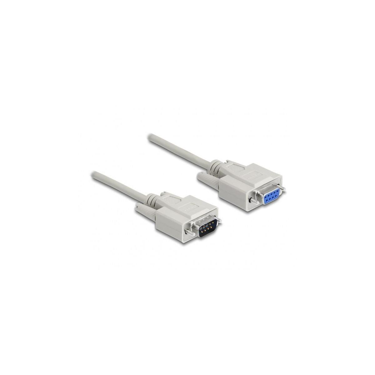 Dwa szare kable szeregowe ze złączami męskimi, ustawione pod kątem na białym tle.