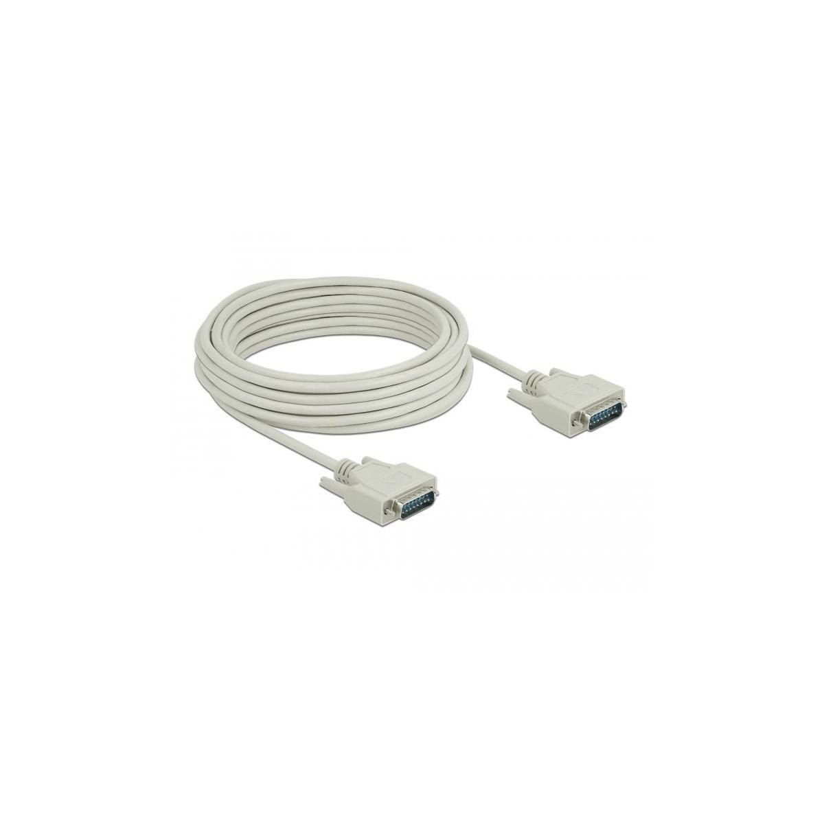 Un cavo grigio arrotolato con due connettori D-sub maschio a ciascuna estremità.
