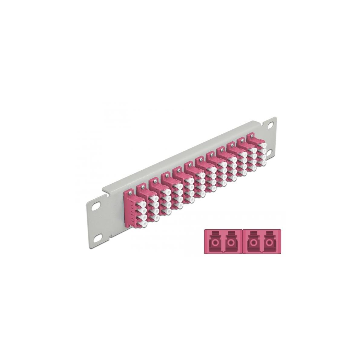 Ein rosa-weißes Anschlussfeld mit mehreren Anschlüssen, isoliert auf weißem Hintergrund.