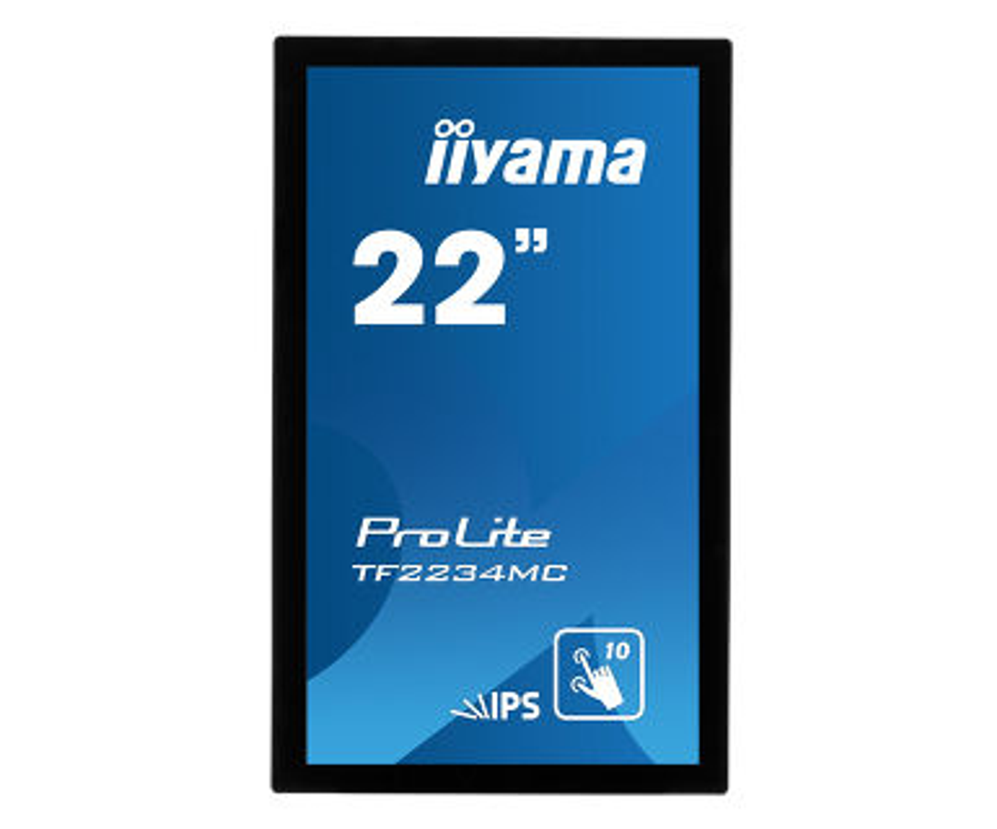Un monitor con cornice nera e display luminoso. Ha il nome iiyama e la dimensione 22".