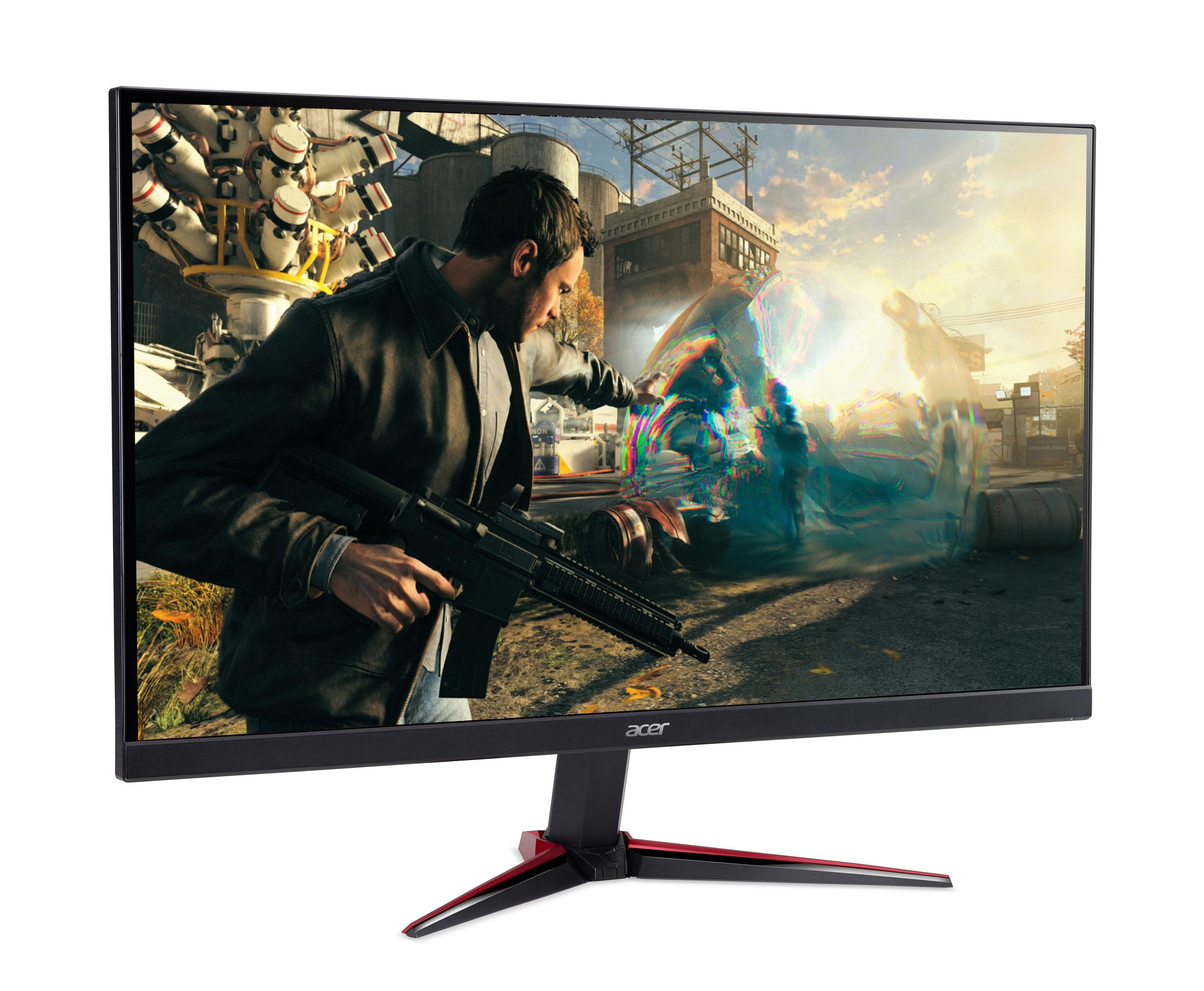 Monitor Acer che mostra una scena di gioco con una pistola.