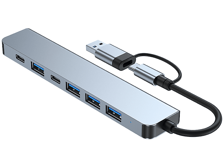 7 für 2-in-1 USB-C Grau Hub, INF MacOS Anschlüsse Windows / USB-Hub USB3.0