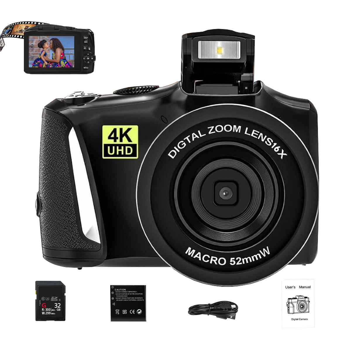 4K camera HD Ultra Digitale LINGDA Schwarz- Hohe Auflösung