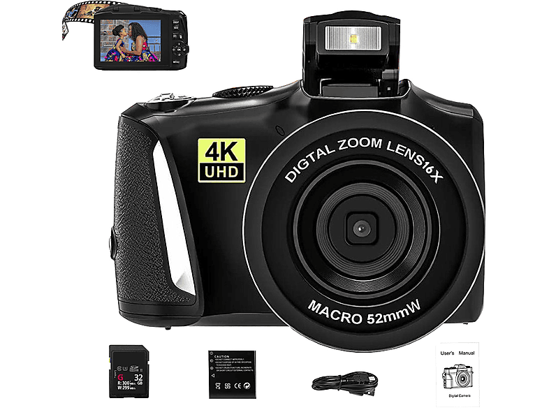 4K camera HD Ultra Digitale LINGDA Schwarz- Hohe Auflösung