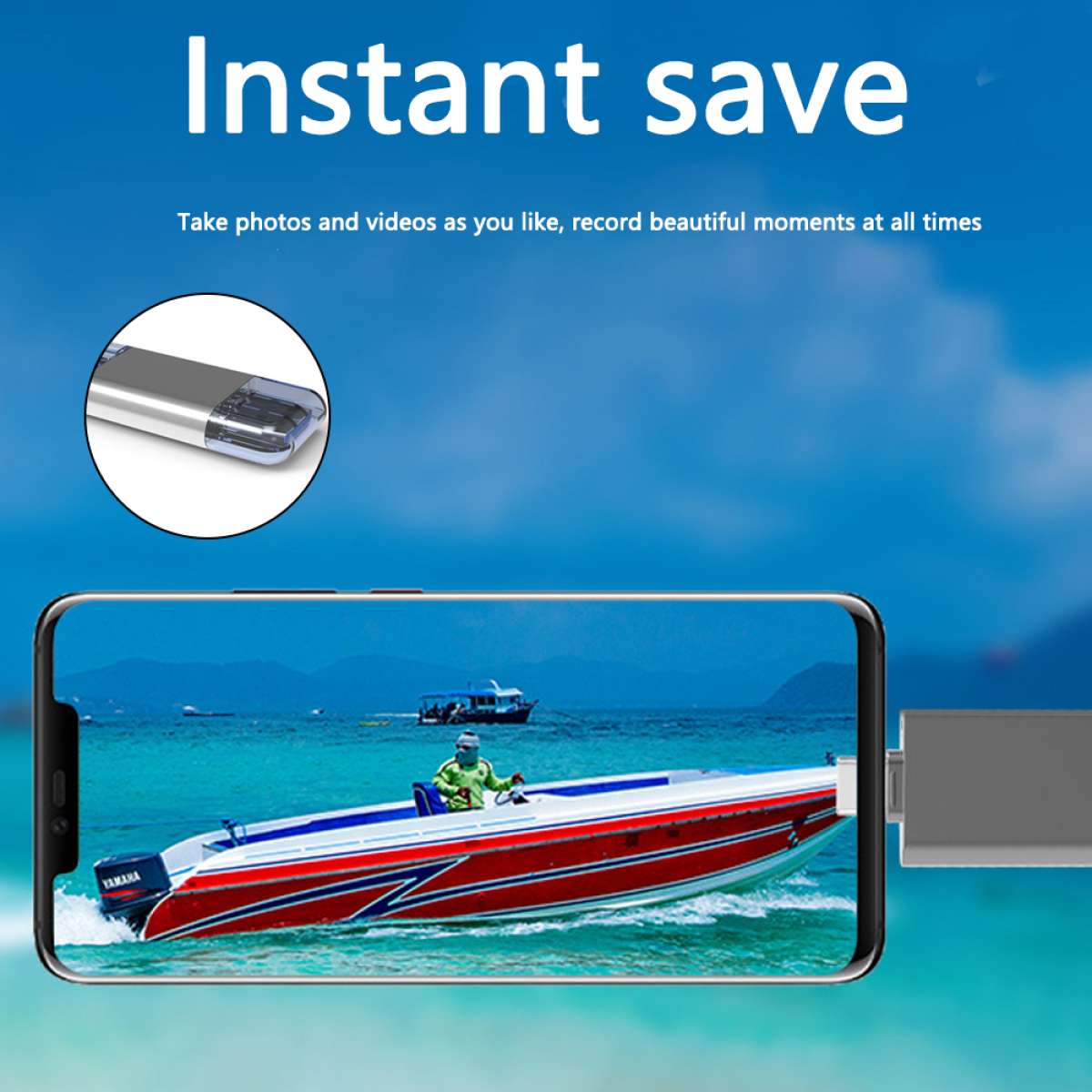 Ein Handy mit Boot, USB-Stick eingesteckt.
