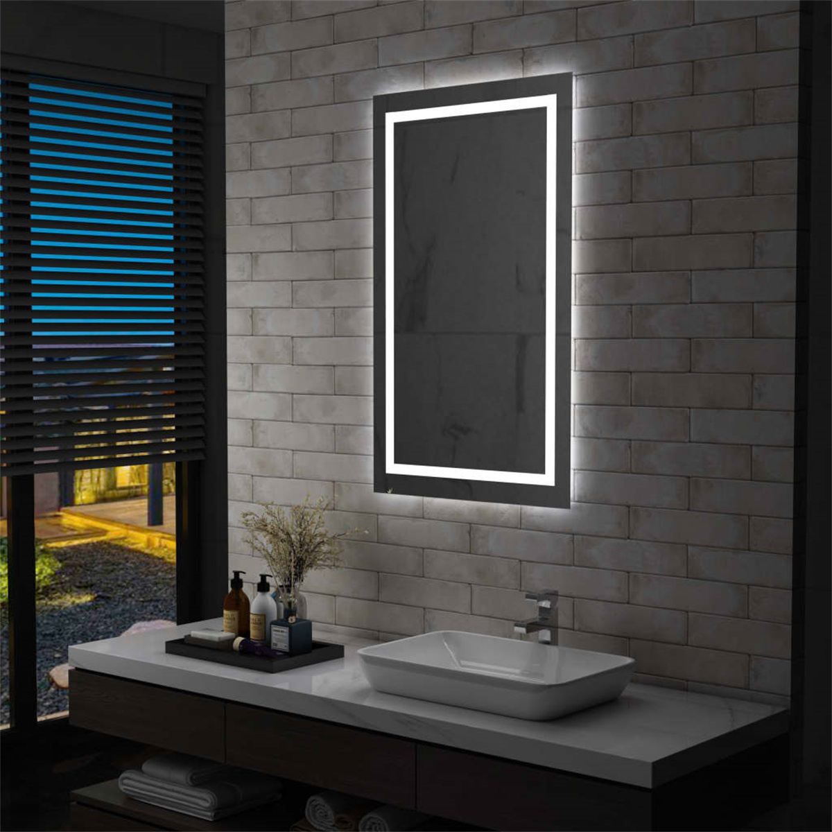 VIDAXL Badezimmerspiegel LED Wandspiegel mit Touch-Sensor und