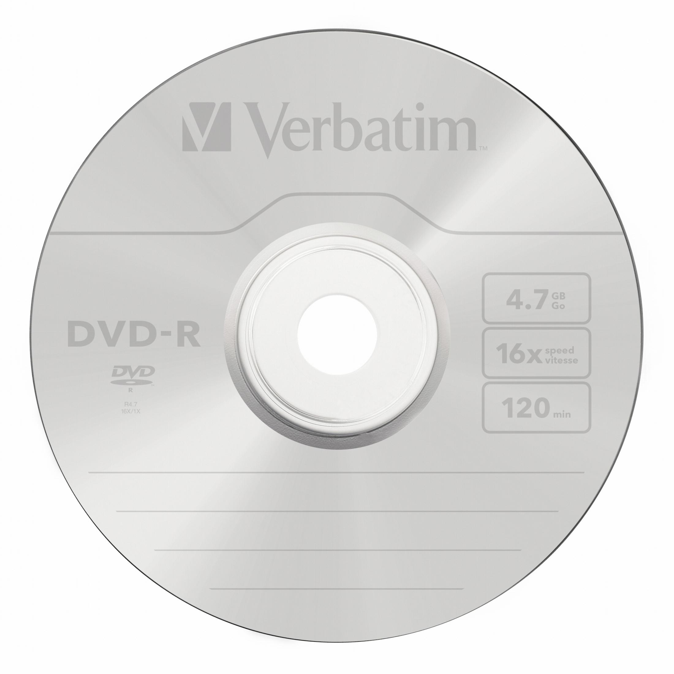 VERBATIM 43549 DVD-R 4,7 16X SPINDEL SILVER MATT DVD-Rohlinge 100ER