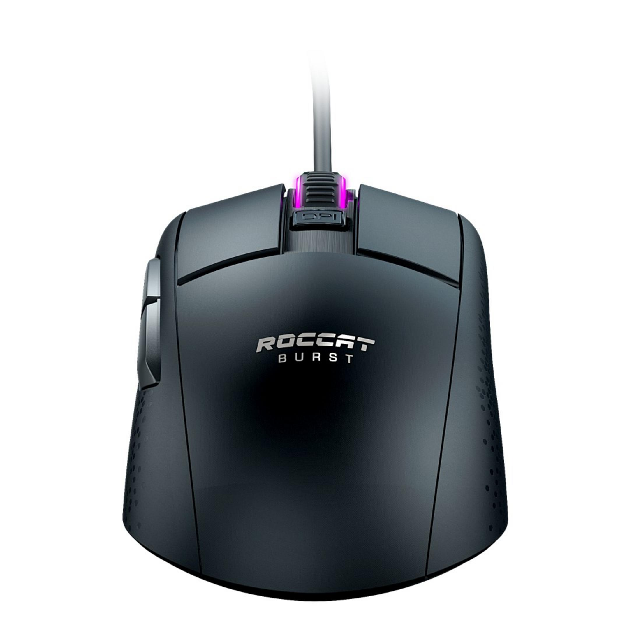Mouse da gioco nero con il logo ROCCAT, isolato su sfondo bianco.