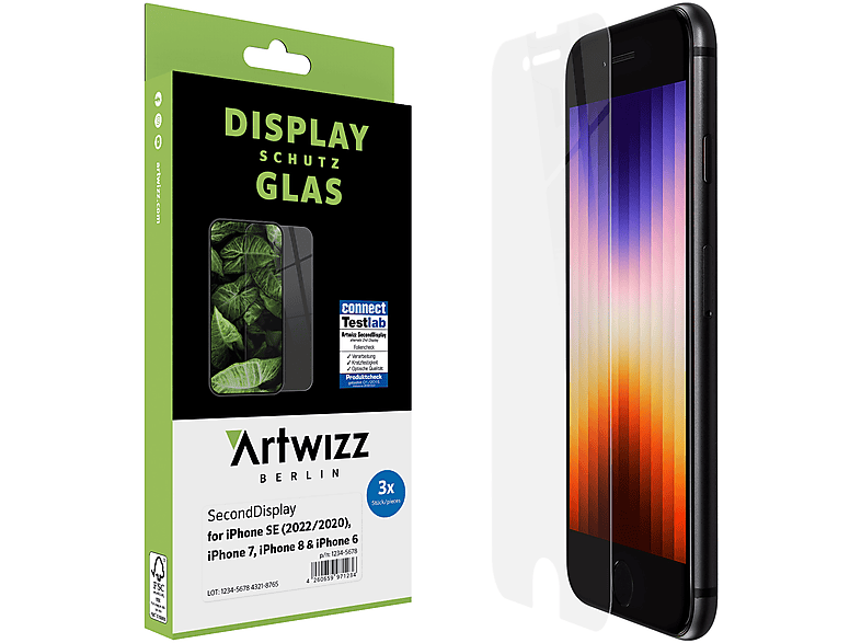 ARTWIZZ SecondDisplay (3er Pack) Displayschutz(für Apple iPhone SE (2022/2020), iPhone 8, iPhone 7) | Displayschutzfolien & Gläser