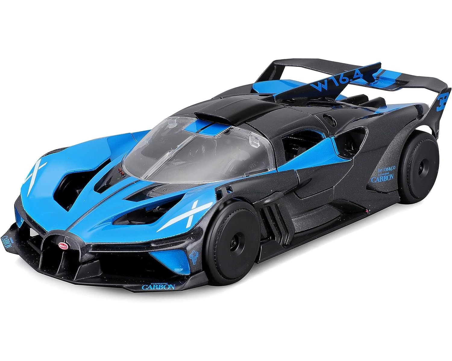 MAISTO Modellauto Bolide Spielzeugauto Maßstab Bugatti (blau-schwarz, - 1:24)