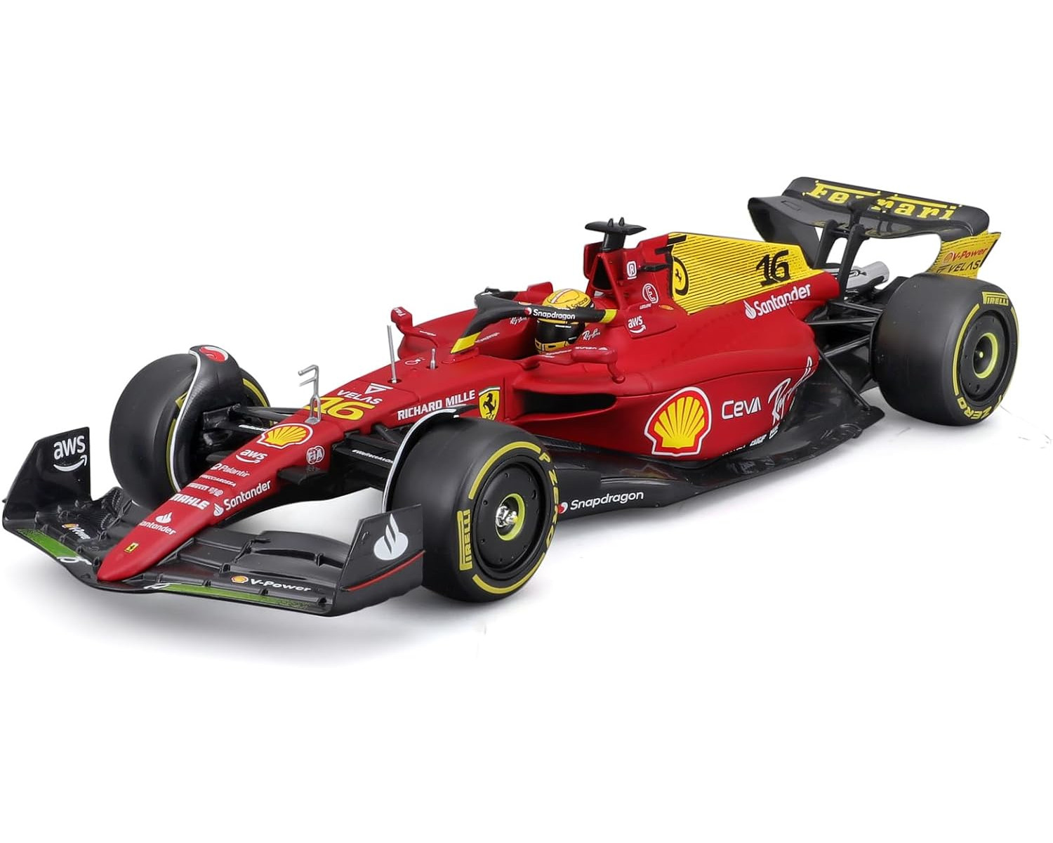 #16 Spielzeugauto Ferrari (Maßstab - BBURAGO Modellauto 2022 1:24) F1-75 Leclerc