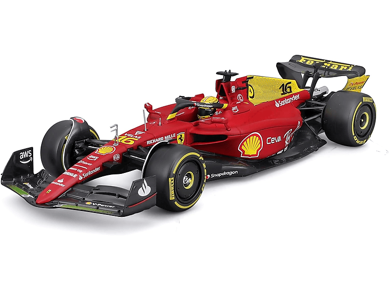 BBURAGO Modellauto - Spielzeugauto 1:24) 2022 #16 F1-75 (Maßstab Ferrari Leclerc