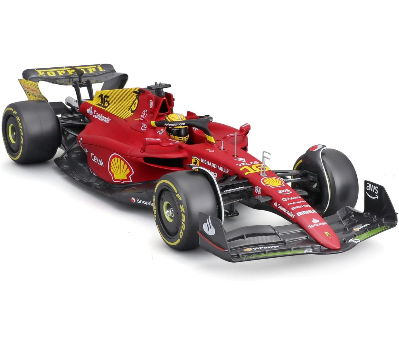 BBURAGO Modellauto 2022 - Leclerc (Maßstab Ferrari Spielzeugauto F1-75 #16 1:24)