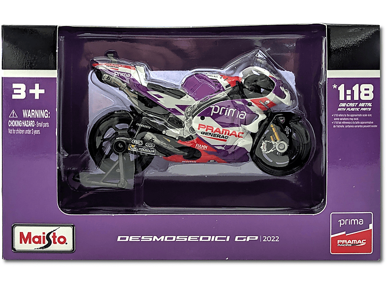MAISTO Modellmotorrad MotoGP Ducati Pramac \'22 #5 Johann Zarco (Maßstab 1:18) Spielzeugmotorrad