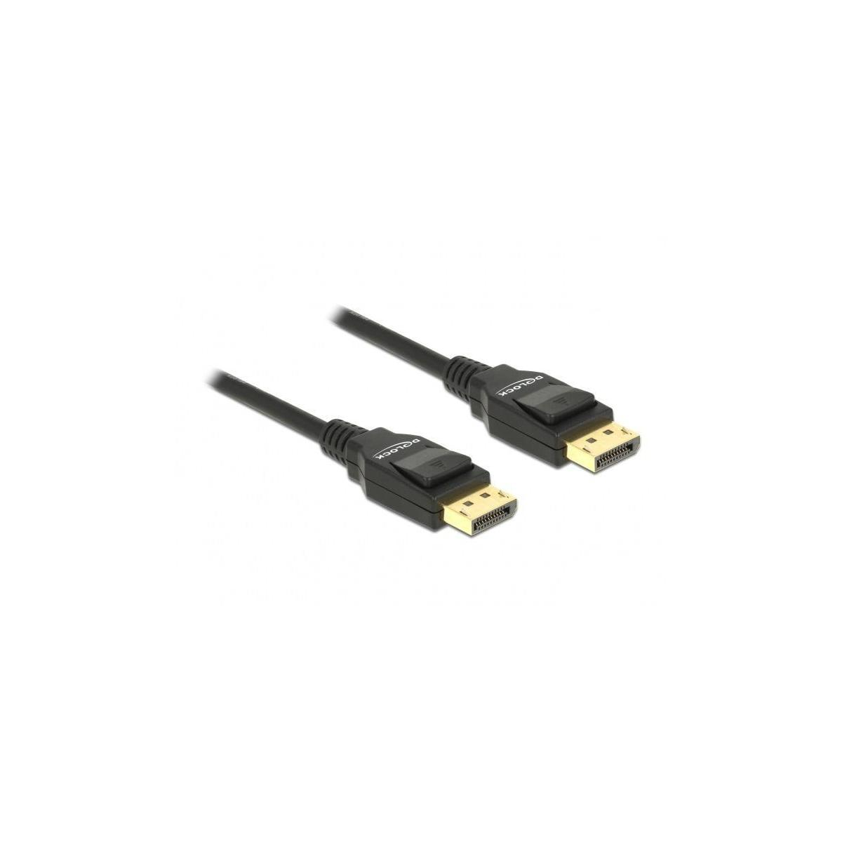 Twee zwarte DisplayPort-kabels. Ze staan op een witte achtergrond.