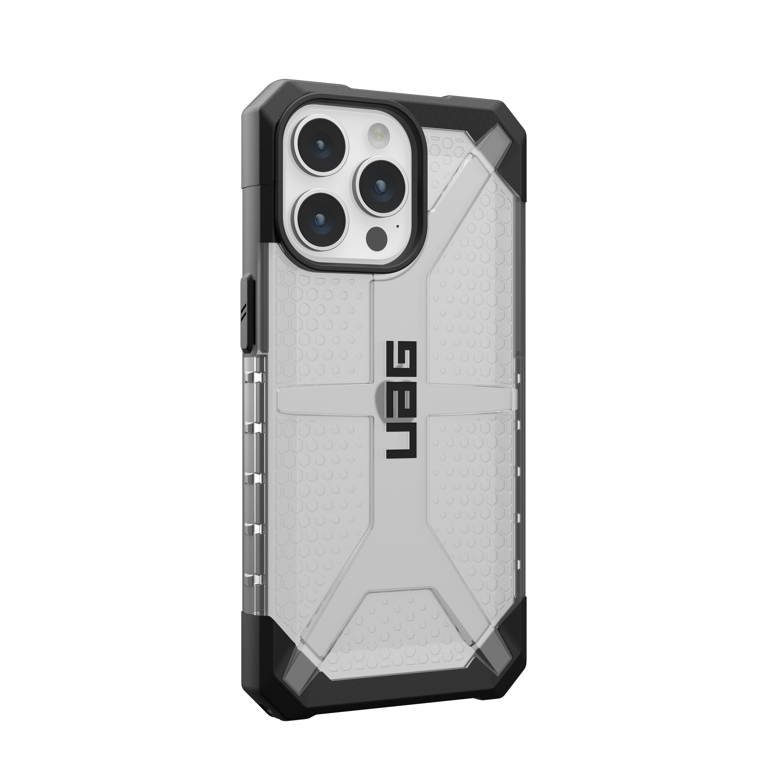 Eine Handyhülle in schwarz-grauem Design. Die Hülle hat ein Logo und schützt das Telefon.
