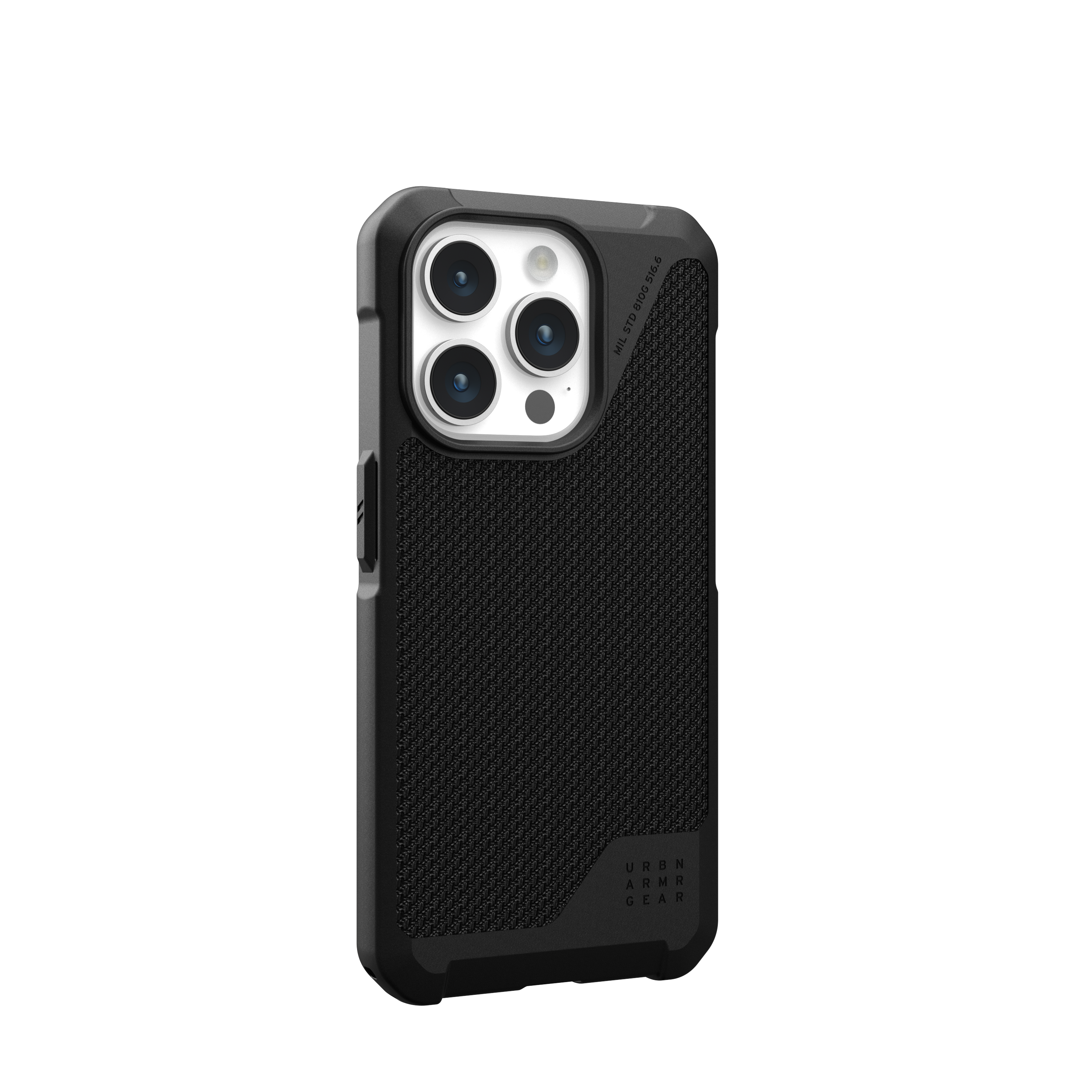 Una funda de teléfono negra con parte trasera texturizada y la frase 'URBAN ARMOR GEAR'.