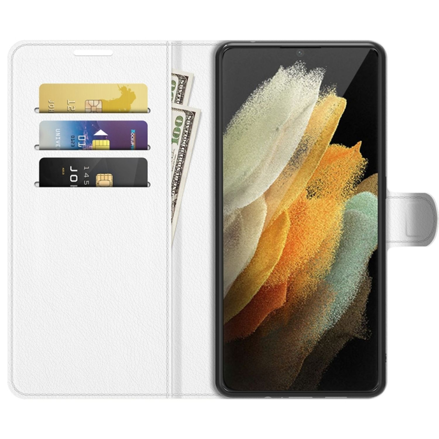 KÖNIG DESIGN Book Galaxy Samsung, Weiß 5G, S22 Case, Ultra Bookcover