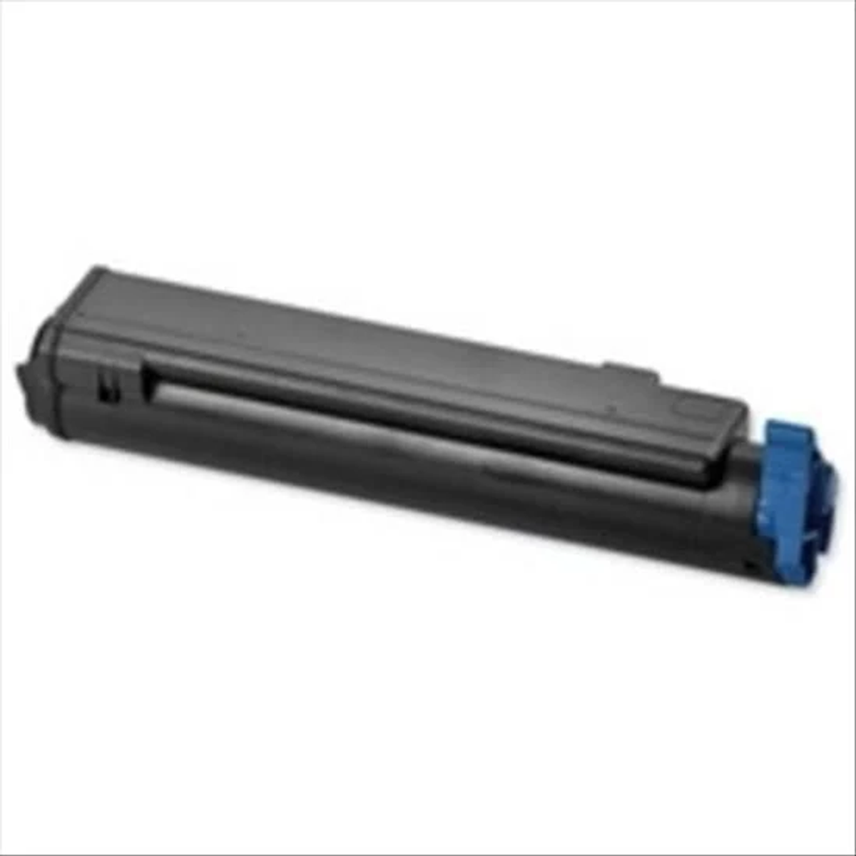 Zwarte en blauwe printertonercartridge.