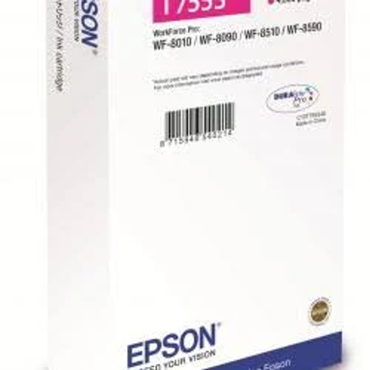 Boîte de cartouches d'encre Epson blanche.