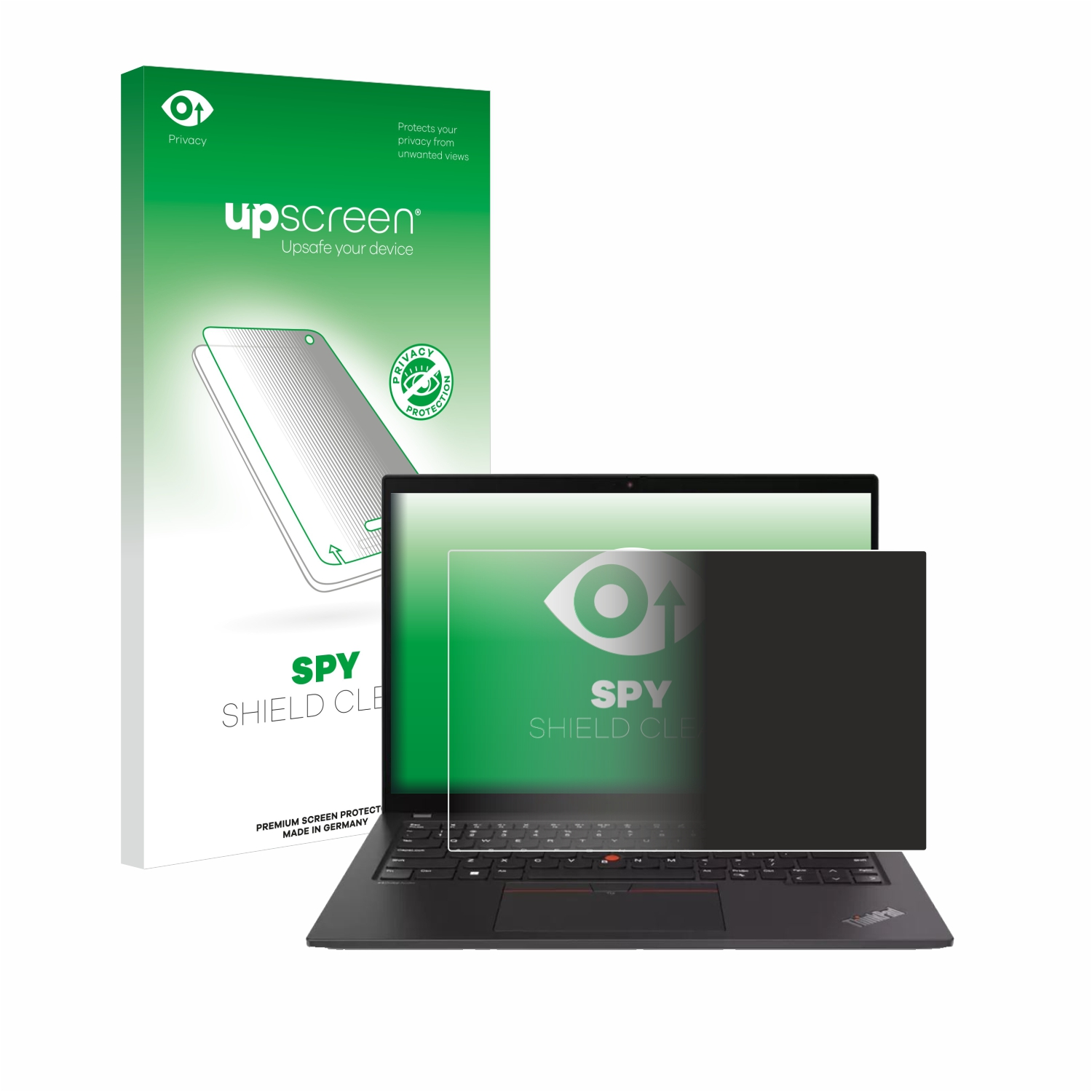 Laptop mit Blickschutzfolie. Die Displayschutzfolie befindet sich auf dem Bildschirm.