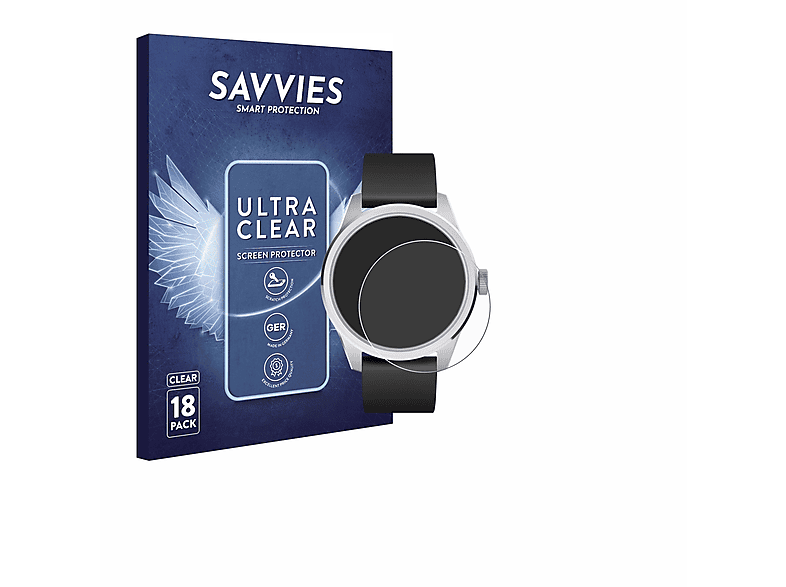 SAVVIES 18x klare Schutzfolie(für Withings ScanWatch 2 (42 mm))