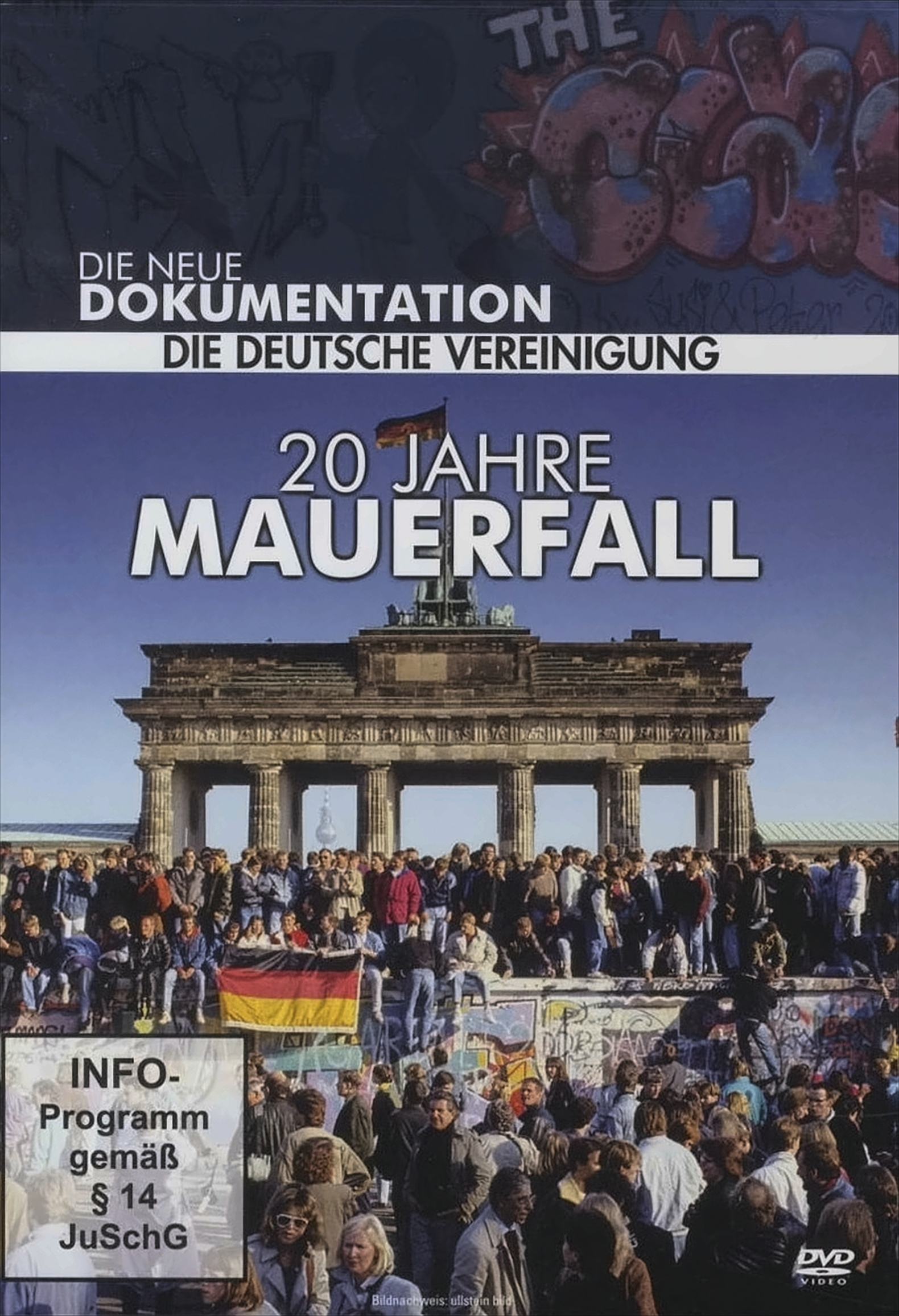 DVD-Hülle mit Bild von Menschen an der Berliner Mauer. Text auf Deutsch. Titel: Die Neue Dokumentation.